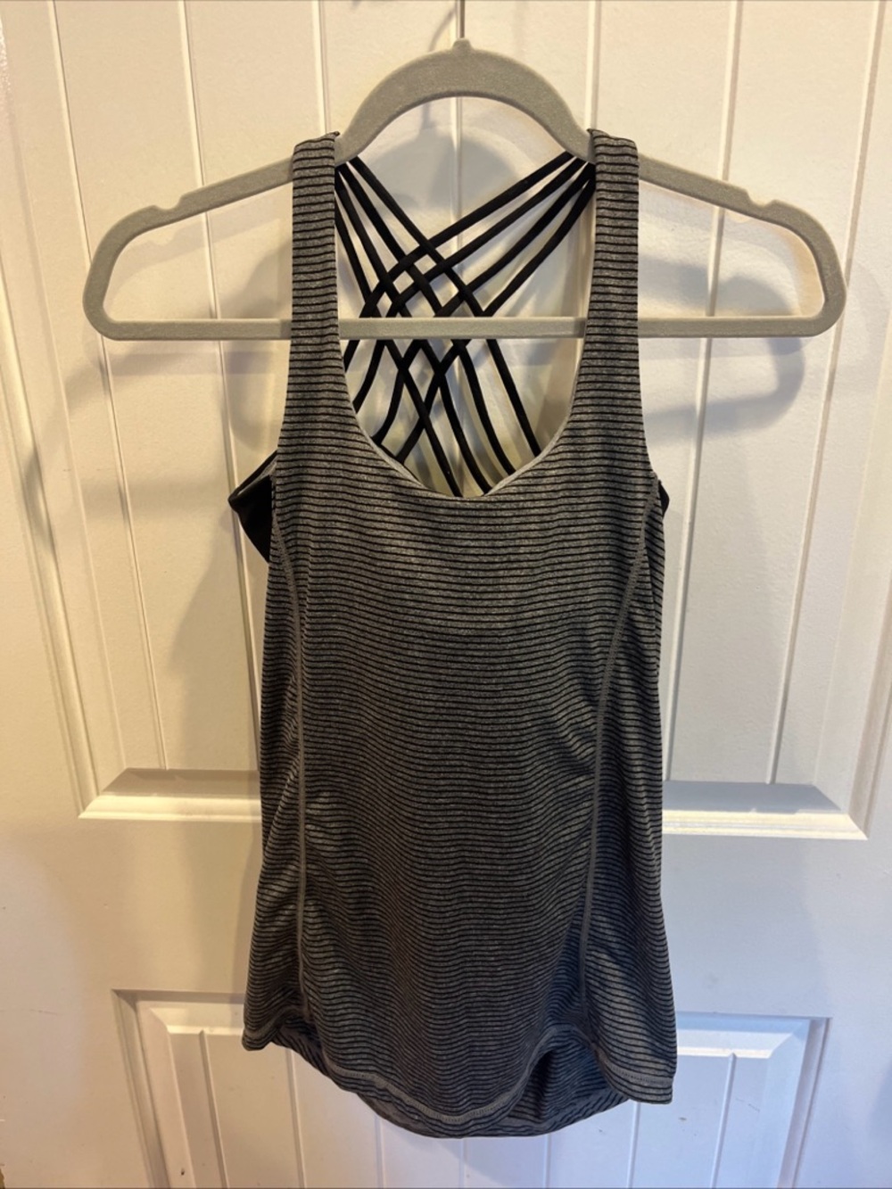 lululemon athletica Black and Gray Striped Strappy-Back Tank No Tag Size S EUC